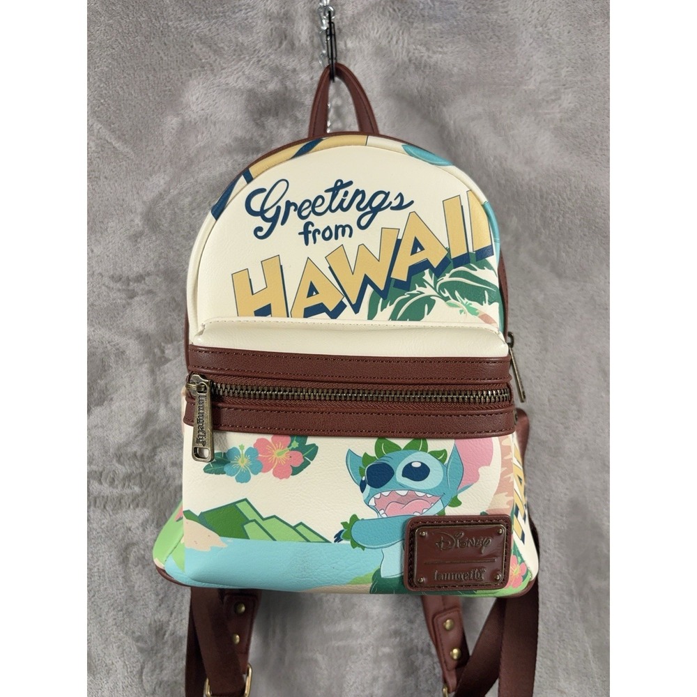 Loungefly Disney Lilo & Stitch Hawaii Postcard Mini Backpack Bag AOP